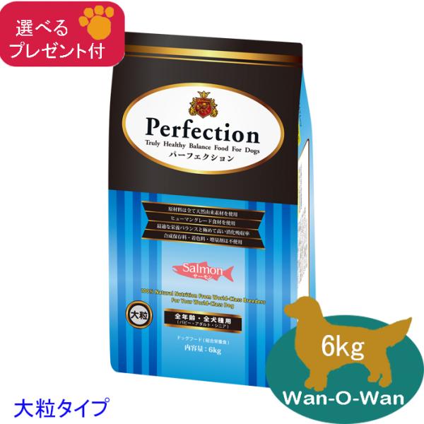 「11/2値上⇒14113円(税別)」パーフェクション ドッグフード サーモン「大粒」6kg (全年齢用) 「選べるプレゼント付」パピー 子犬  シニア 成犬 高齢犬