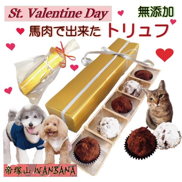 犬猫用のバレンタインデー ギフト チョコレート風 トリュフ おやつ 馬肉 団子 プレゼント 人気 スイーツ 無添加のペット用品で健康な食事を