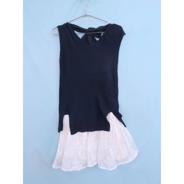 Liz Lisa リズリサ プリーツオパールコンビワンピース ノースリーブ 白 紺 レディース Bランク 0 Dejapan เสนอราคาและซ อญ ป นท ม ค านายหน า 0