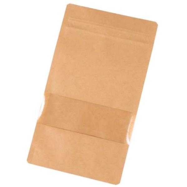 チャック付き袋 クラフト 窓付 ラミジップ スタンドタイプ 底マチ付き 食品用袋 KRC 袋 生産日本社