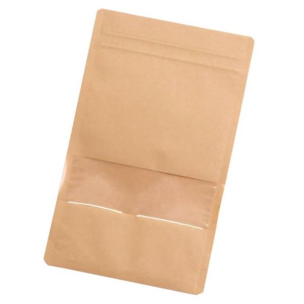 チャック付き袋 クラフト 窓付 ラミジップ スタンドタイプ 底マチ付き 食品用袋 KRC 袋 生産日本社