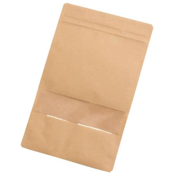 チャック付き袋 クラフト 窓付 ラミジップ スタンドタイプ 底マチ付き 食品用袋 KRC 袋 生産日本社