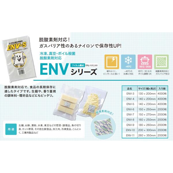 冷凍 真空 ボイル殺菌 ナイロンポリ袋 ENV 袋 脱酸素剤対応 三方袋 低温調理