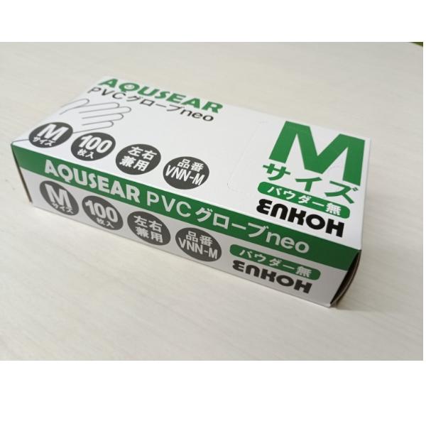 プラスチックグローブ PVCグローブneo パウダー無 VNN Mサイズ 51-102-003s 100枚箱入 使い捨て 手袋 感染予防 左右兼用  AQUSEAR