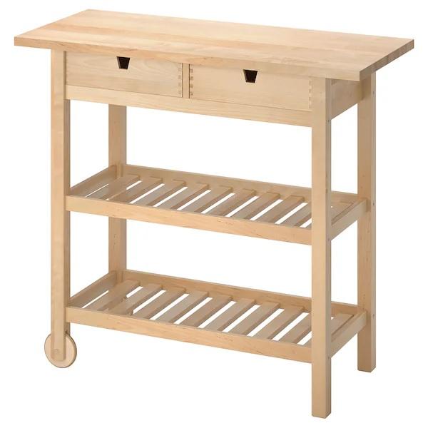 木製キッチンワゴン 引き出し2段付き フォルフォイア イケア（IKEA） 【IKEA】FORHOJA フォルホイア キッチンワゴン, バーチ