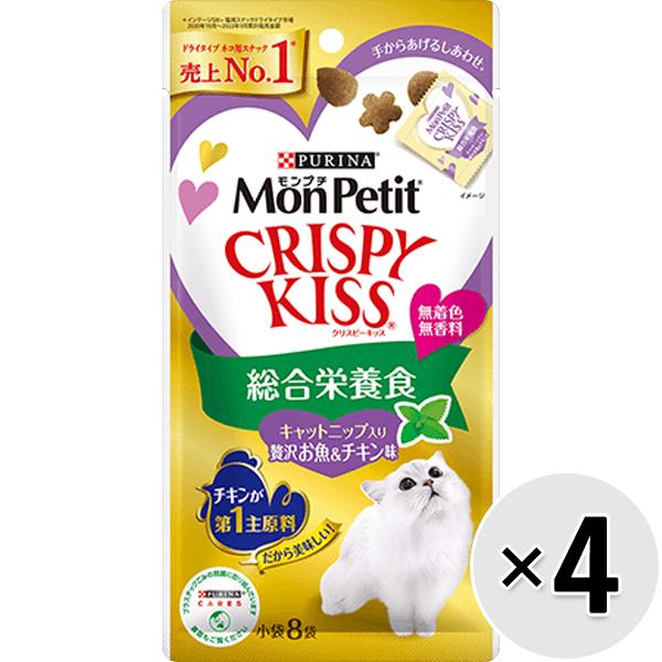 他サイト： 【セット販売】モンプチ クリスピーキッス 総合栄養食 キャットニップ入り 贅沢お魚＆チキン味 24g×4コの商品画像