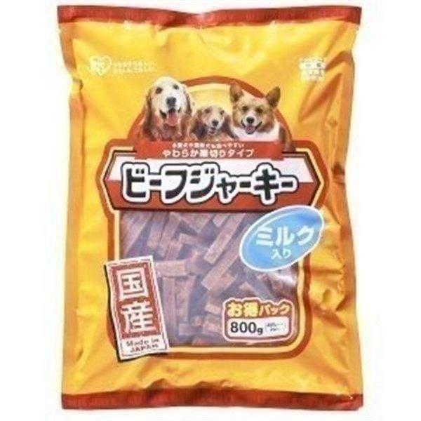 犬 おやつ ジャーキー 犬 国産ジャーキー ビーフ 犬用 フード アイリスオーヤマ 国産ビーフジャーキー やわらか細切りタイプ ミルク入り 800g Bs 80m わんことにゃんこのおみせ 通販 Paypayモール