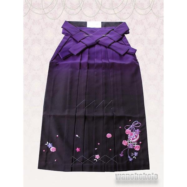 ぼかし刺繍入袴 Lサイズ 紫系鞠・桜・りぼん柄 KBSH-E-L : 和の志