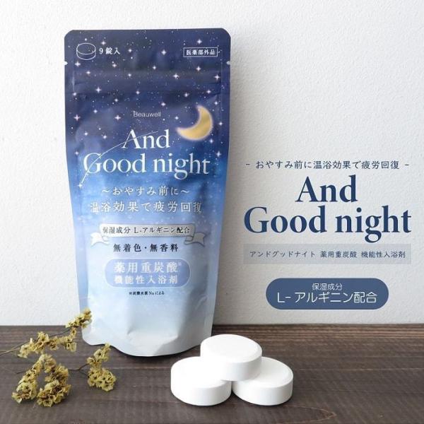 入浴剤 バスグッズ ビューウェル アンドグッドナイト 薬用入浴剤 重炭酸 保湿成分 L-アルギニン配合 発泡入浴剤 無着色 無香料 温浴 疲労回復 快眠グッズ
