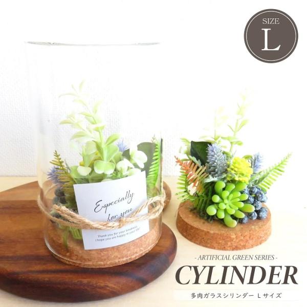 観葉植物 造花 多肉ガラスシリンダー Lサイズ アーティフィシャル