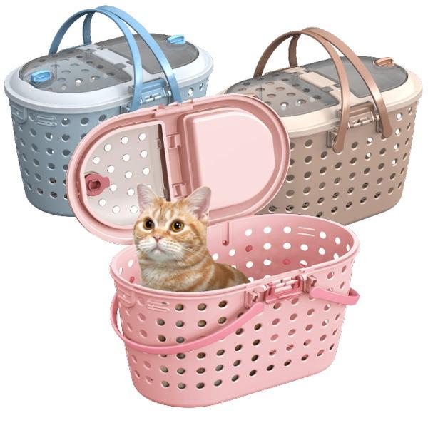 猫ちゃん専用お出かけバスケットかご・天面両開きなので、ペットの出し入れに便利！ ・別売の「快適ファン」、「エコロジーボトル」取り付け可能。 ・軽くて、通気性抜群。 ・持ち運びに便利なショルダーベルト付き ・便利な小物収納スペースあり ・コミ...