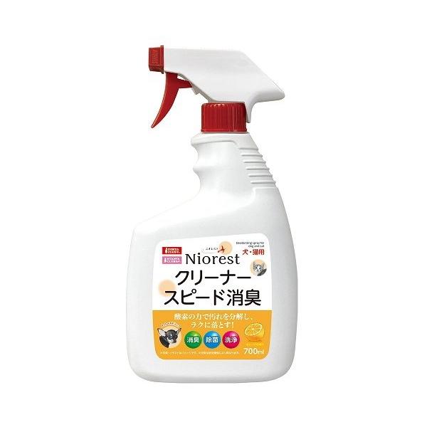 トイレや空間消臭に！そそうにすばやく！ケージや用品のお掃除に！酸素の力で汚れを分解し、ラクに落とす！消臭・除菌・洗浄（オレンジの香り）液性：中性容量：700ml規格：精製水、消臭成分（果実由来）、除菌剤、界面活性剤、香料対象動物：犬・猫 わ...