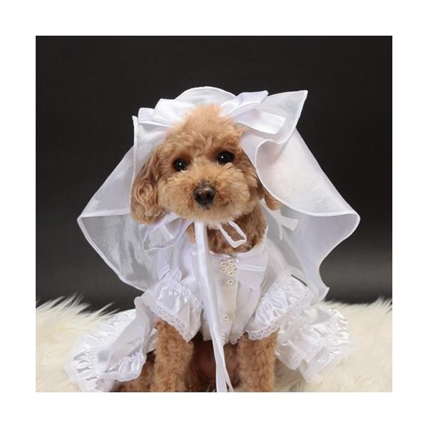 【送料無料】結婚式や記念日に愛犬のためのベール付きウェディングドレス☆