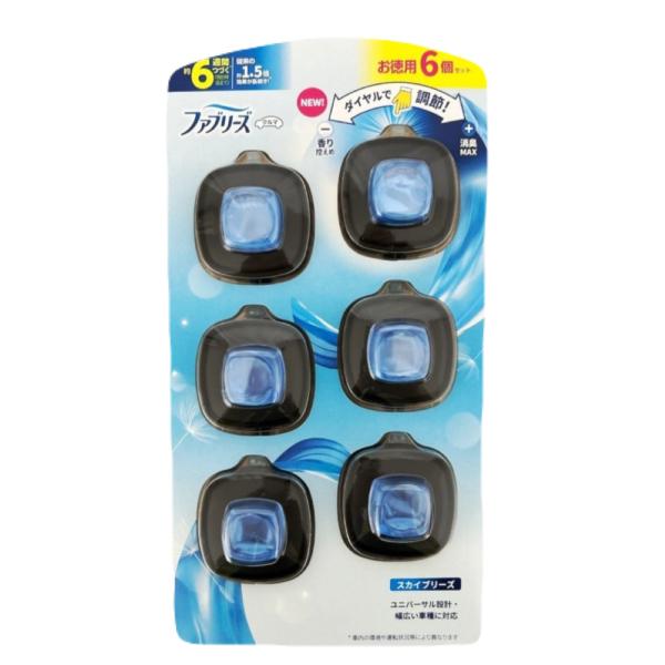 お得な6個セット！車内の消臭＆芳香に！！ファブリーズの車用芳香剤「スカイブリーズの香り」は、エアコン吹き出し口に取り付けるだけで簡単に使える人気アイテム！爽やかで清潔感のある香りが車内に広がります。【商品ポイント】・スカイブリーズのさわやか...