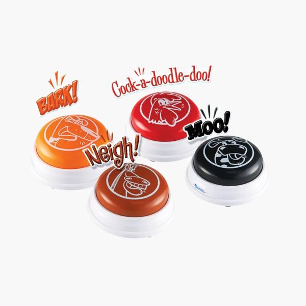 ●ちょっとかわった4種類の家畜の鳴き声(牛、おんどり、馬、犬)のアンサーブザー！※要：単4電池各2本（商品に電池は含まれて おりません）【サイズ：】90・【重量：】340g【材質：】プラスチック