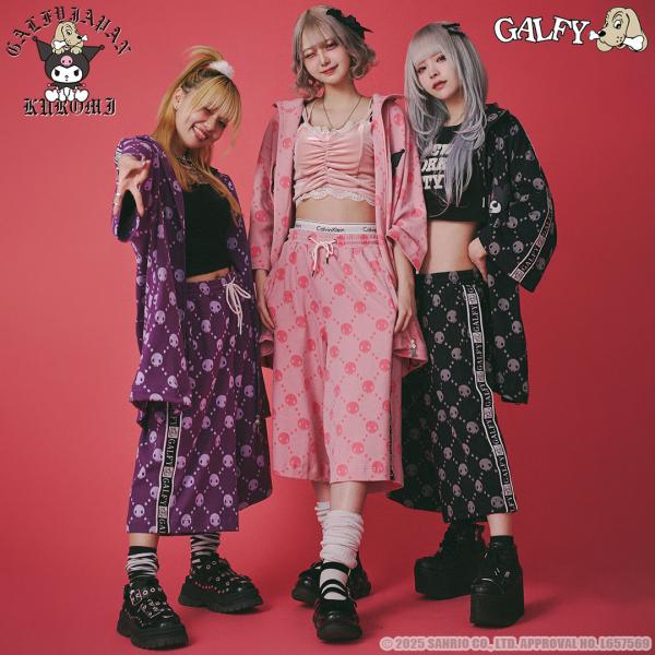 クロミ × ガルフィー コラボ ドクロだらけ夏セットアップ KUROMI GALFY サンリオ SANRIO セットアップ SETUP 上下セット 152052 25SS
