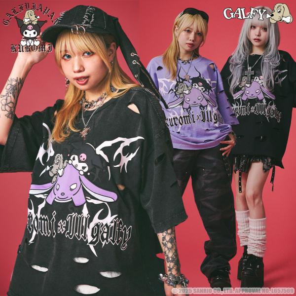 ガルフィー×クロミ ボロボロ半袖パープルTシャツ タグ付き未使用 GALFY(ガルフィー)xクロミ “イルガルフィーボロボロ半袖TEE