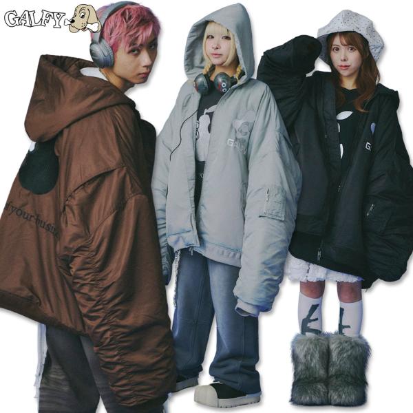 GALFY / ジャケット/FREE/アクリル/BLK/無地 GALFY（ガルフィー） 用無しドデカボンバー ブルゾン 153009 BLACK