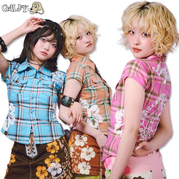 CANDY GALFY 2026年モデル y2k サーフ ロコカジチェックシャツ CANDY 