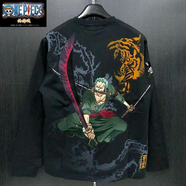 絡繰魂 ワンピース ロロノア ゾロ刺繍長袖tシャツ カラクリタマシイ 黒 4091 4091 わんわん洋品店 通販 Yahoo ショッピング