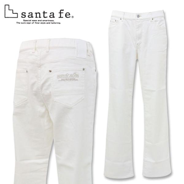 サンタフェ ロゴ刺しゅう デニム ジーンズ パンツ 244-62401 48 50 52 L LL 3Lsantafe ホワイト 001 ジーパン デニム メンズ 24AW