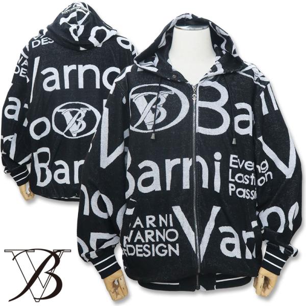 トップス BARNI VARNO BARNI VARNO バーニヴァーノ ロゴパイル ジップアップパーカー