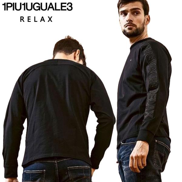 【1PIU1UGUALE3 RELAX】袖ロゴアップリケロングTシャツ 1PIU1UGUALE3 RELAX - APPLIQUE LONG T-SHIRT / アップリケ