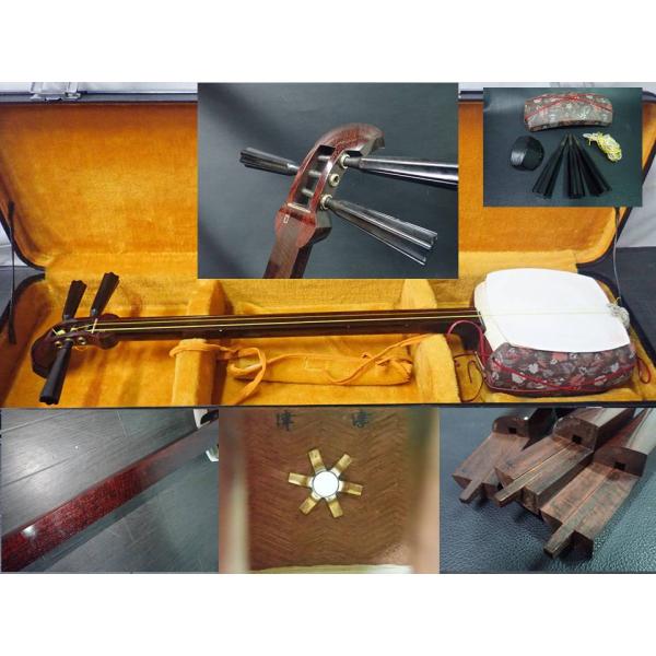 津軽 メンテ済み 最高級 津軽三味線 紅木 太棹 1段溝 子持ち綾杉 旧