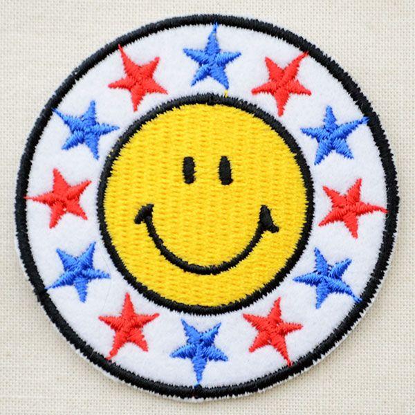 ワッペン スマイルマーク スマイリーフェイス スターb Chw S006 ワッペン 雑貨通販ワッペンストア 通販 Yahoo ショッピング