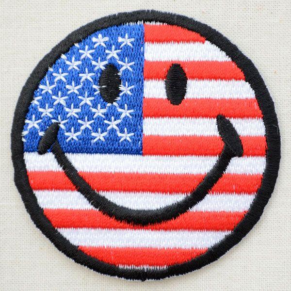 ワッペン スマイルマーク スマイリーフェイス アメリカ国旗 6 8cm Chw S022 ワッペン 雑貨通販ワッペンストア 通販 Yahoo ショッピング