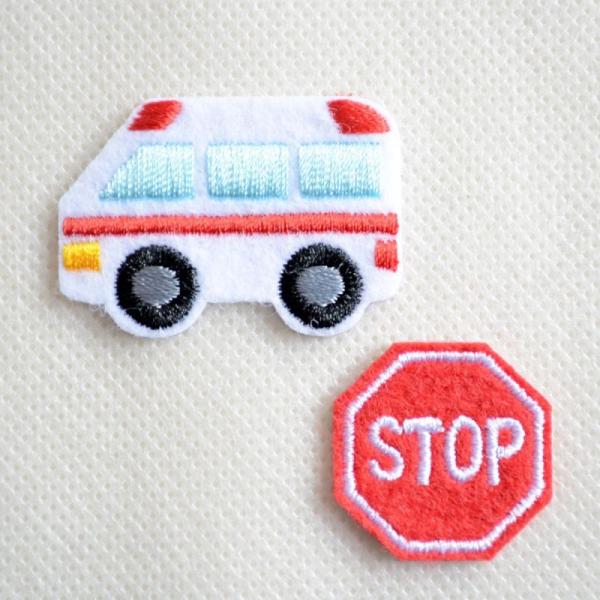 ワッペン アイロン おしゃれ 刺繍 救急車 標識 2枚組 名前 作り方