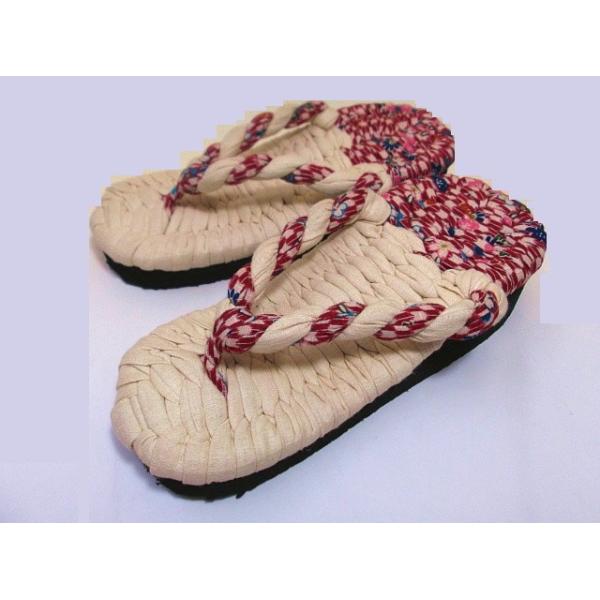 外履き布ぞうり ヒールソール高 オフとエンジ矢羽根柄コンビ W 24 Mサイズ ２４ｃｍ Buyee Buyee 日本の通販商品 オークションの代理入札 代理購入