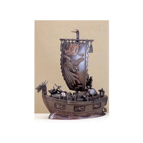 置物｜ 宝船 尺5 ｜般若純一郎作 銅製【高岡銅器 置物】宝舟 175d19