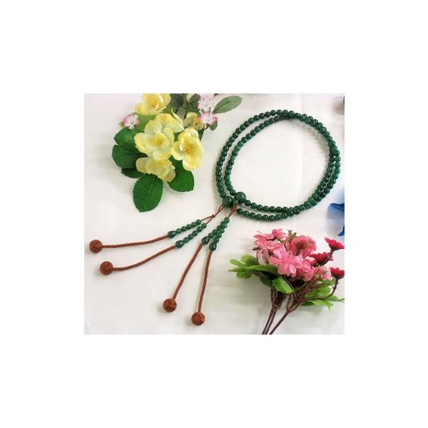 真言宗本式数珠*本連(振分）念珠｜印度翡翠（アベンチュリン）*尺二