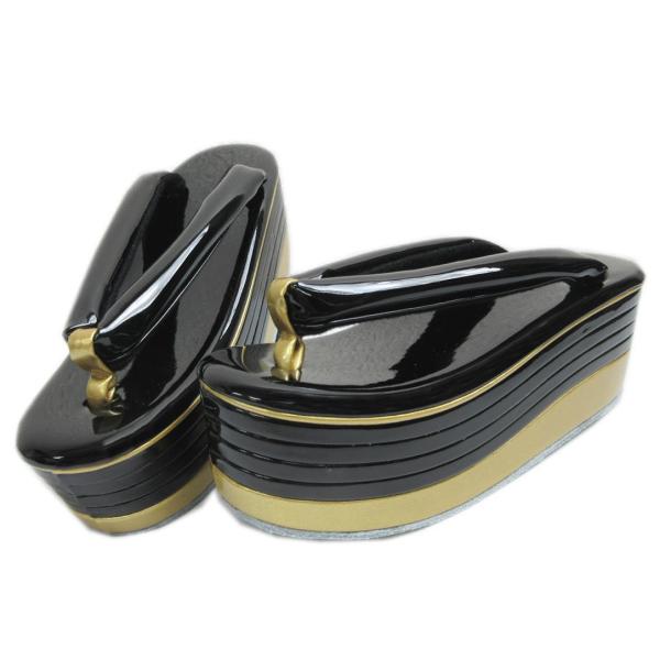 草履 ぞうり 厚底ヒール 黒色金台黒鼻緒 フリー 24ｃｍ 5枚芯 無地 振袖 成人式 卒業式 袴 着物 訪問着 舞妓さん 女性用 wasakura-an_aszr-49