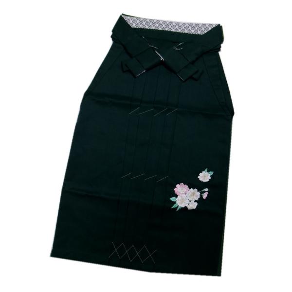 袴 はかま 刺繍入り レース付 深緑色地八重桜 ＳＳ 適応身長138〜145cm 卒業式 小学生 中学生 ジュニア 女性用 レディース 小さいサイズ