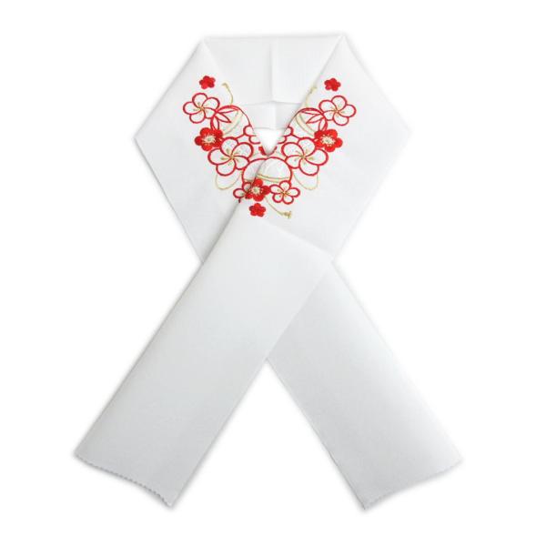 七五三・お正月きもの時の衿元を豪華に華やかに。刺繍柄が入った半えりで着物に差が付きます。金糸入りで更に豪華さ＆上品さ＆オシャレ度ＵＰ。眩い着姿はまず衿元から。やらかくシボ（凸凹）のある一越ちりめん生地に、繊細でオシャレで上品な丹後刺繍が豪華...