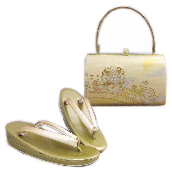 和装用草履バッグセット 金 正絹 正倉院模様 刺繍 多色使い 成人式 未