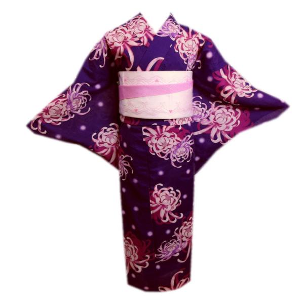 浴衣 ブランド 半巾帯 半幅帯 小袋 2点セット 紫色地銀ラメ入り乱菊ドット フリー 女性用 綿 浴衣 ブランド 半巾帯 半幅帯 小袋 2点セット 紫色地銀ラメ入り乱菊