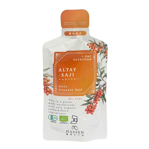 ◇独自製法により、果実のフルーティーさを引き出し、まろやかな味わいに仕上げた◇ビタミンC 含有量：108〜123mg/1袋（35ml）◇砂糖・香料不使用◇飲み切りサイズ◇携帯に便利なパウチタイプ有機栽培のサジーをまるごと使用し、独自製法で飲...