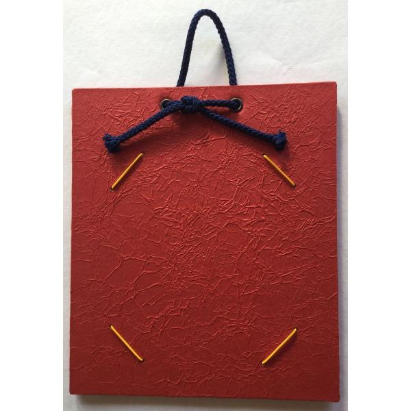 ミニ色紙(寸松庵)掛け　手揉み民芸紙　紅色　18,2×21,2cm