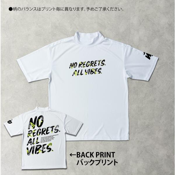 WG ゴルフ モックネック Tシャツ ”NO REGRETS” ホワイト 速乾