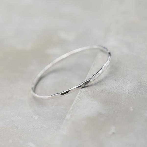 シルバープレーンリング 0.8mm幅 槌目 3号〜27号｜WKH PLAIN RING 0.8