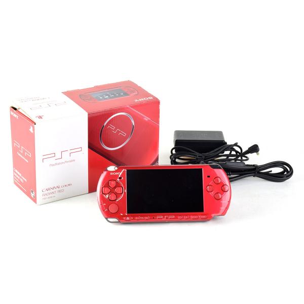 【中古】 PSP 本体 ラディアント レッド 赤 箱説付 電源アダプター付