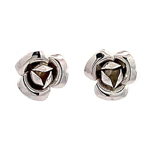 225778）日本製 ローズ 薔薇ピアス 14k ホワイトゴールド ばら バラ 