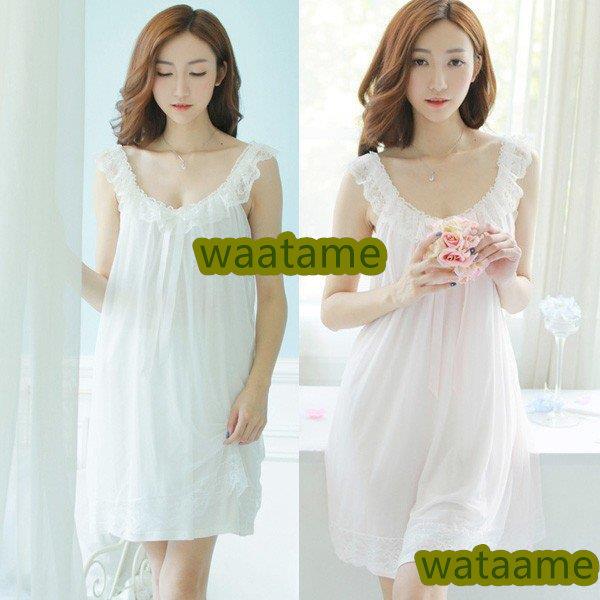 ネグリジェ パジャマ レディース 春 夏 秋前開き 綿 無地 ナイティ ルームウェア 女性 可愛い 部屋着 女性パジャマ ホワイト 大特価