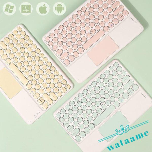 キーボード Bluetooth 充電式 タッチパッド搭載 円型キー 無線 かわいい 薄型 Ios 人気 ワイヤレスキーボード Win 静音 格安人気 Android 多機種対応 タブレット用