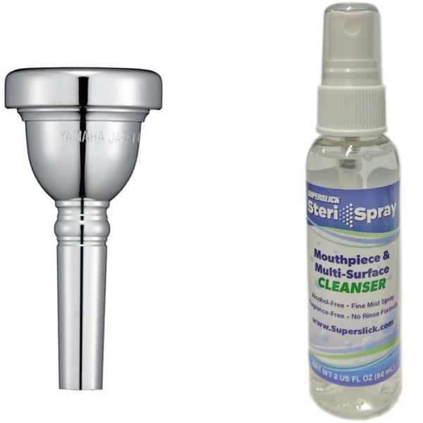 マウスピースクリーナーセット。(画像のクリーナーが品切れの場合、別ブランドの似た製品に変更とさせていただきます。またクリーナーはヤマハ製品ではありません。)BB-67C4 リム内径32.06mm スロート径8.10mm Bb管やC管などに最...