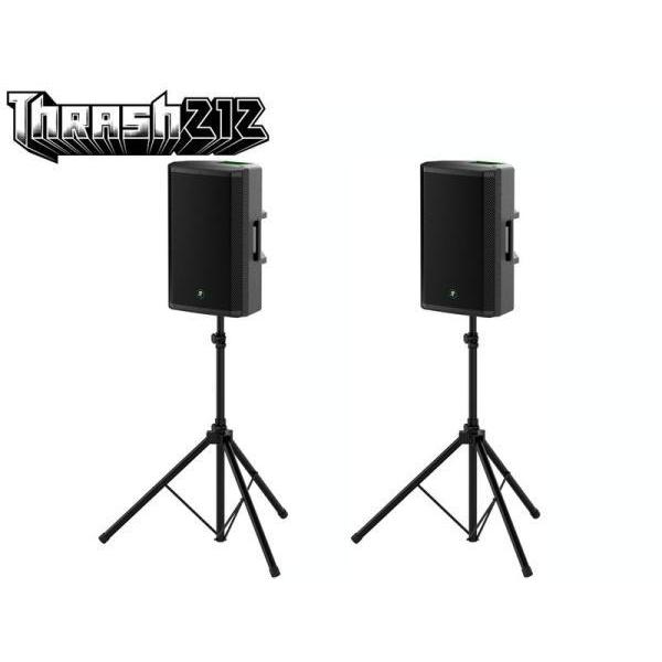 Mackie Thrash212 パワードスピーカー 2台セット&ケーブル MACKIE(マッキー) Thrash212 2台と スピーカースタンド(ブラック) 1