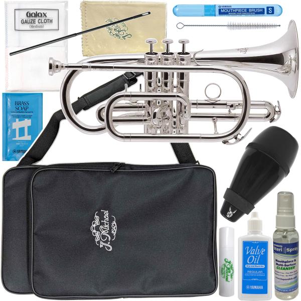 【以下対応不可　北海道 沖縄 離島 代引き 同梱】トランペット コルネット フリューゲルホルンは同じ運指で コルネットはトランペットよりも柔らかな音色。フレーズも滑らかにゆったりとした演奏をお楽しみ頂けます。シルバーメッキはゴールドのラッカ...